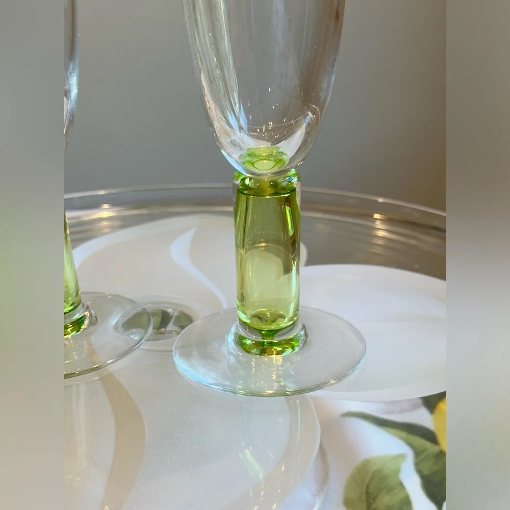 Set of 3 Neon green stemware/barware glasses in excellent condition.